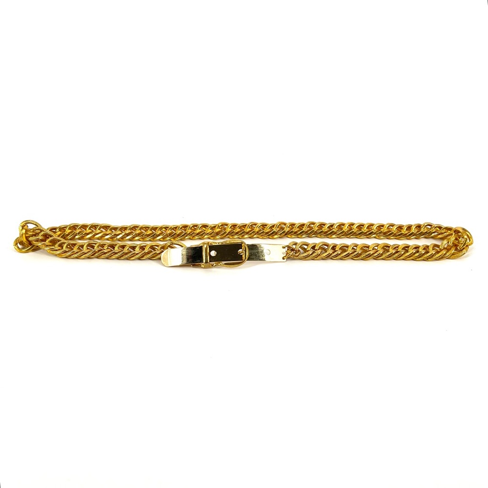 Vintage Gold Tone Chain Belt Womens Size XS Chunky Textured Links Made in Korea